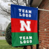 Huskers vs Custom Team House Divided Flag, NCAA Two Team Flag