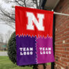 Huskers vs Custom Team House Divided Flag, Personalized Game Day Flag