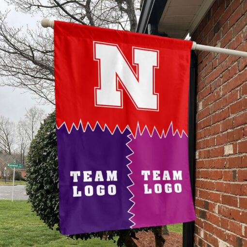 Huskers vs Custom Team House Divided Flag, Personalized Game Day Flag