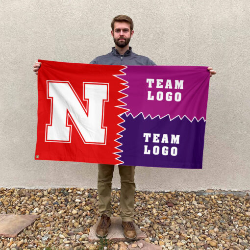Huskers vs Custom Team House Divided Flag, Personalized Game Day Flag
