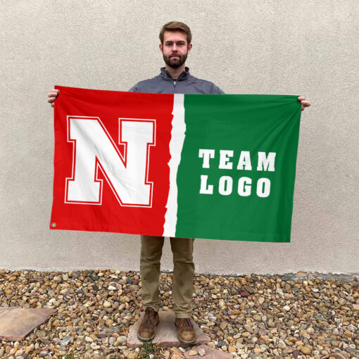 Huskers vs Custom Team House Divided Flag, Personalized NCAA Flag