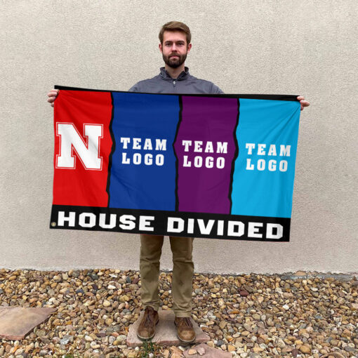 Huskers vs Custom Team House Divided Flag, Personalized Rival Flag