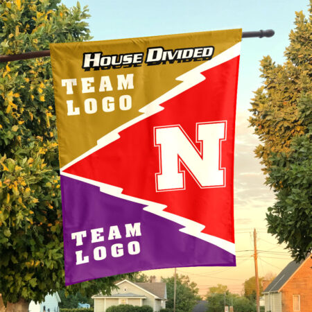 Huskers vs Custom Team House Divided Flag, Personalized Spirit Flag