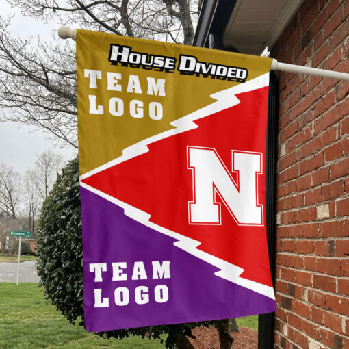 Huskers vs Custom Team House Divided Flag, Personalized Spirit Flag