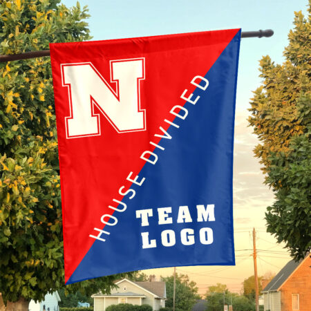 Huskers vs Custom Team House Divided Flag, Personalized Split Flag