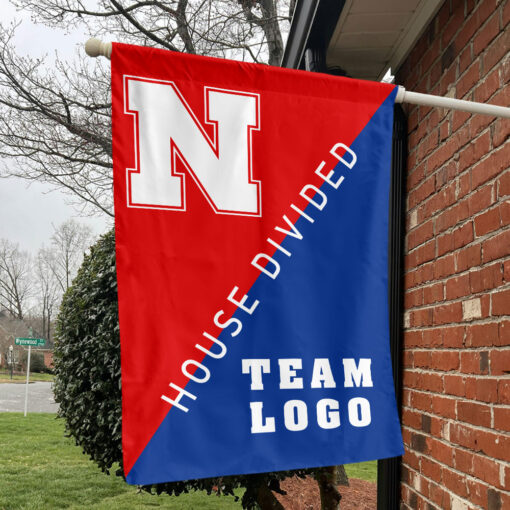Huskers vs Custom Team House Divided Flag, Personalized Split Flag
