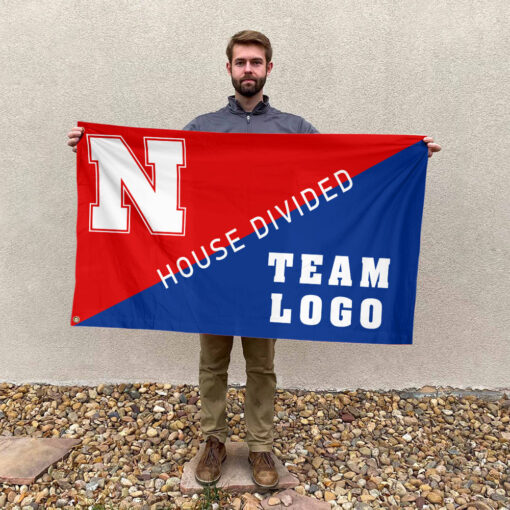 Huskers vs Custom Team House Divided Flag, Personalized Split Flag