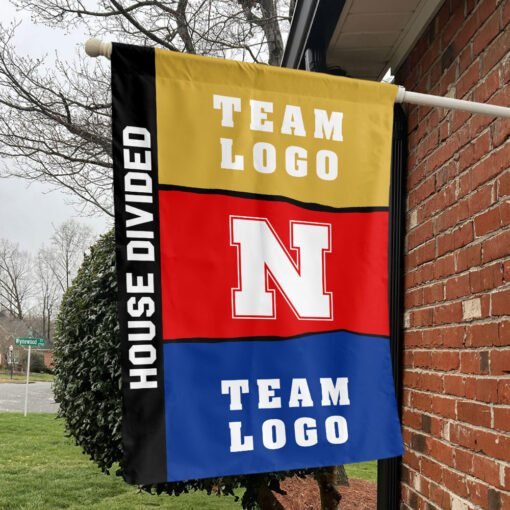 Huskers vs Custom Team House Divided Flag, Personalized Two Team Flag