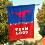 Mustangs vs Custom Team House Divided Flag, Custom House Flag