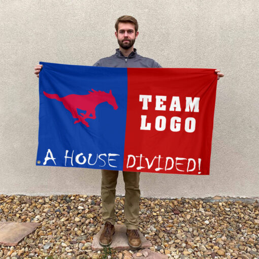 Mustangs vs Custom Team House Divided Flag, Custom House Flag
