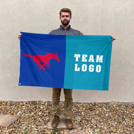 Mustangs vs Custom Team House Divided Flag, Custom NCAA Flag