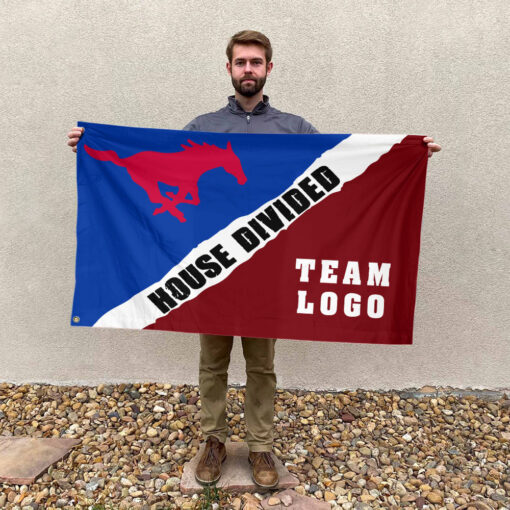 Mustangs vs Custom Team House Divided Flag, Custom Rivalry Flag