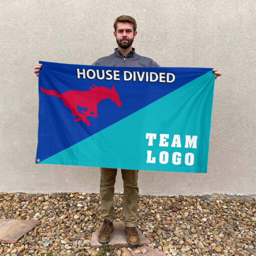 Mustangs vs Custom Team House Divided Flag, Custom Team Flag