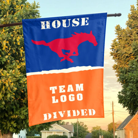 Mustangs vs Custom Team House Divided Flag, NCAA College Flag