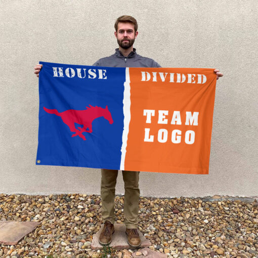 Mustangs vs Custom Team House Divided Flag, NCAA College Flag