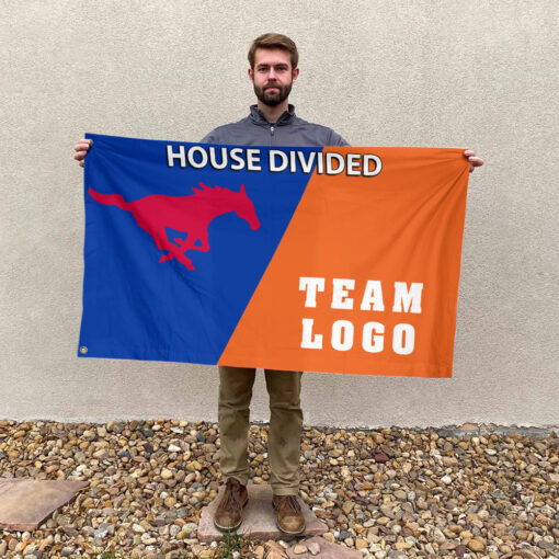 Mustangs vs Custom Team House Divided Flag, NCAA Custom Flag
