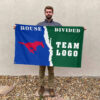 Mustangs vs Custom Team House Divided Flag, NCAA House Flag
