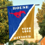 Mustangs vs Custom Team House Divided Flag, NCAA Rivalry Flag