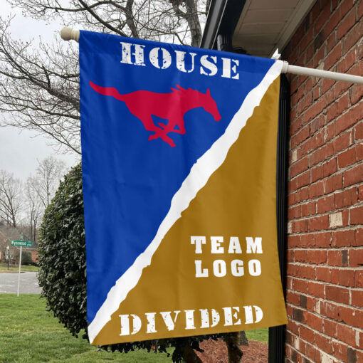 Mustangs vs Custom Team House Divided Flag, NCAA Rivalry Flag