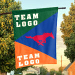 Mustangs vs Custom Team House Divided Flag, NCAA Spirit Flag