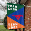 Mustangs vs Custom Team House Divided Flag, NCAA Spirit Flag