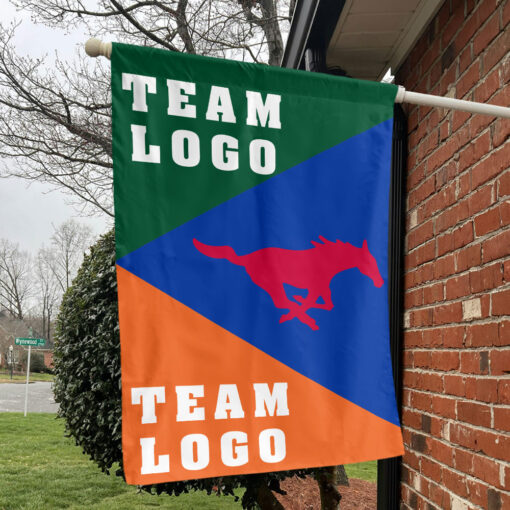 Mustangs vs Custom Team House Divided Flag, NCAA Spirit Flag