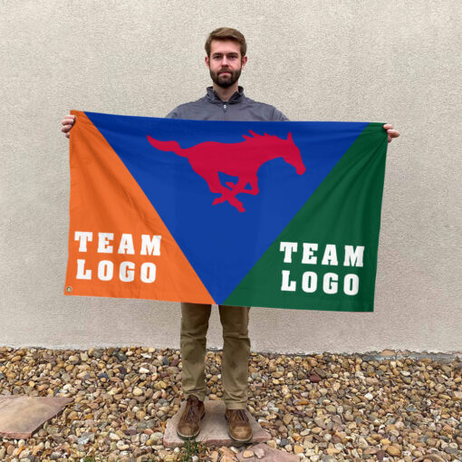 Mustangs vs Custom Team House Divided Flag, NCAA Spirit Flag