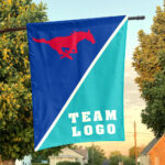 Mustangs vs Custom Team House Divided Flag, NCAA Split Flag