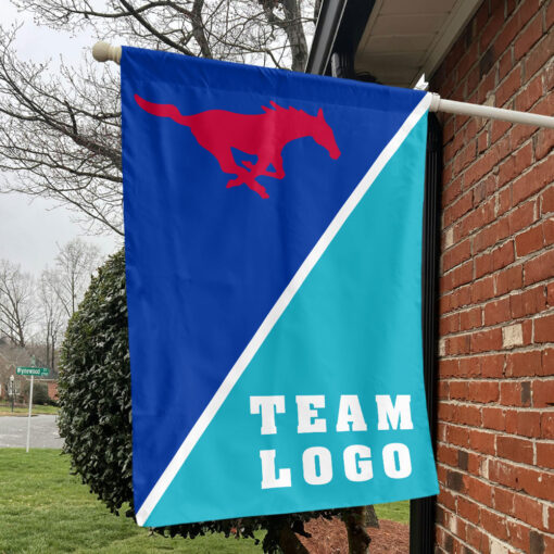 Mustangs vs Custom Team House Divided Flag, NCAA Split Flag
