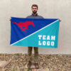 Mustangs vs Custom Team House Divided Flag, NCAA Split Flag