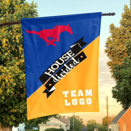 Mustangs vs Custom Team House Divided Flag, NCAA Team Flag