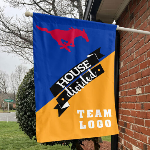 Mustangs vs Custom Team House Divided Flag, NCAA Team Flag