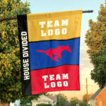 Mustangs vs Custom Team House Divided Flag, NCAA Two Team Flag