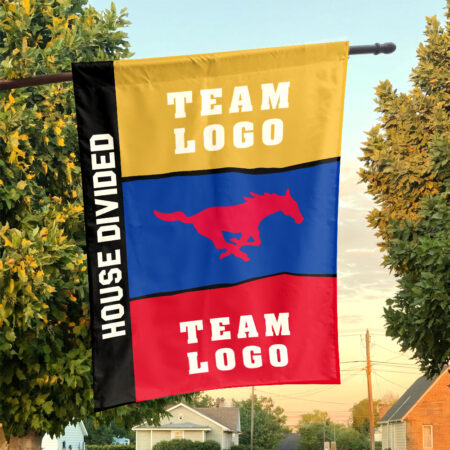 Mustangs vs Custom Team House Divided Flag, NCAA Two Team Flag