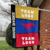Mustangs vs Custom Team House Divided Flag, NCAA Two Team Flag