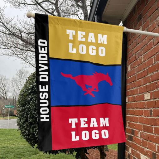 Mustangs vs Custom Team House Divided Flag, NCAA Two Team Flag