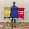 Mustangs vs Custom Team House Divided Flag, NCAA Two Team Flag