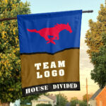 Mustangs vs Custom Team House Divided Flag, Personalized House Flag