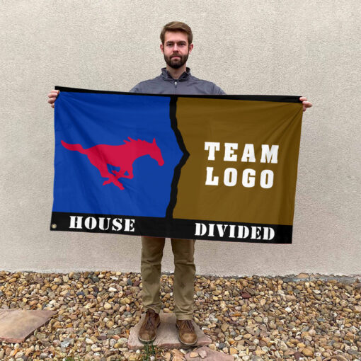 Mustangs vs Custom Team House Divided Flag, Personalized House Flag
