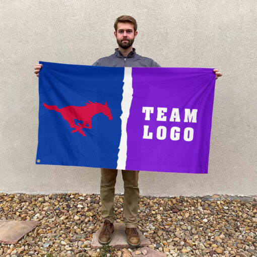 Mustangs vs Custom Team House Divided Flag, Personalized NCAA Flag