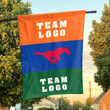Mustangs vs Custom Team House Divided Flag, Personalized Spirit Flag