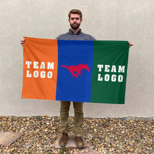 Mustangs vs Custom Team House Divided Flag, Personalized Spirit Flag