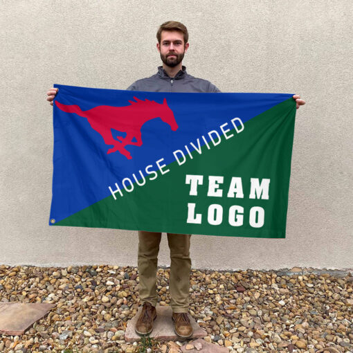 Mustangs vs Custom Team House Divided Flag, Personalized Split Flag