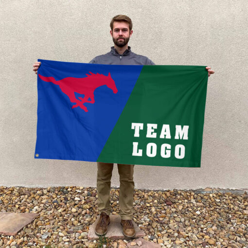 Mustangs vs Custom Team House Divided Flag, Personalized Team Flag