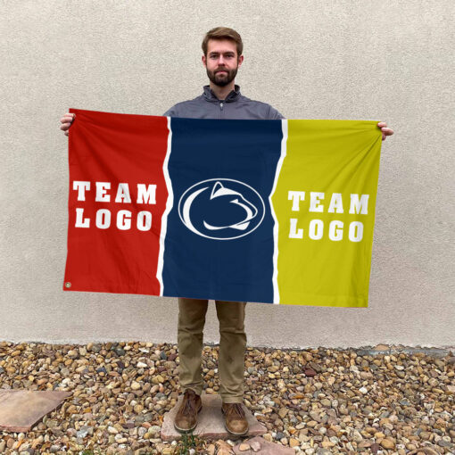 Nittany Lions vs Custom Team House Divided Flag, Custom Two Team Flag Nittany Lions vs Custom Team House Divided Flag, Custom Two Team Flag