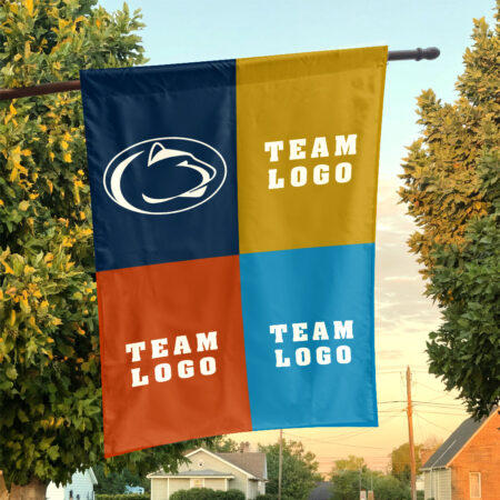 Nittany Lions vs Custom Team House Divided Flag, NCAA College Rivalry Flag