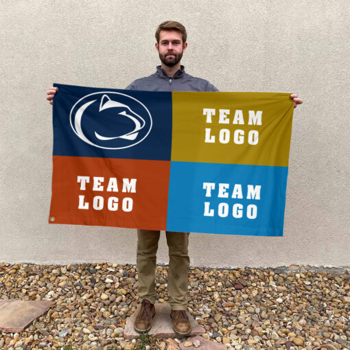 Nittany Lions vs Custom Team House Divided Flag, NCAA College Rivalry Flag Nittany Lions vs Custom Team House Divided Flag, NCAA College Rivalry Flag