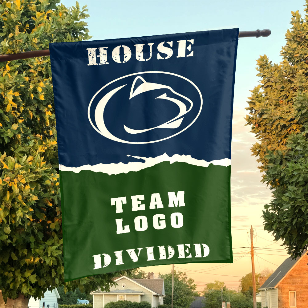 Nittany Lions vs Custom Team House Divided Flag, NCAA House Flag Nittany Lions vs Custom Team House Divided Flag, NCAA House Flag