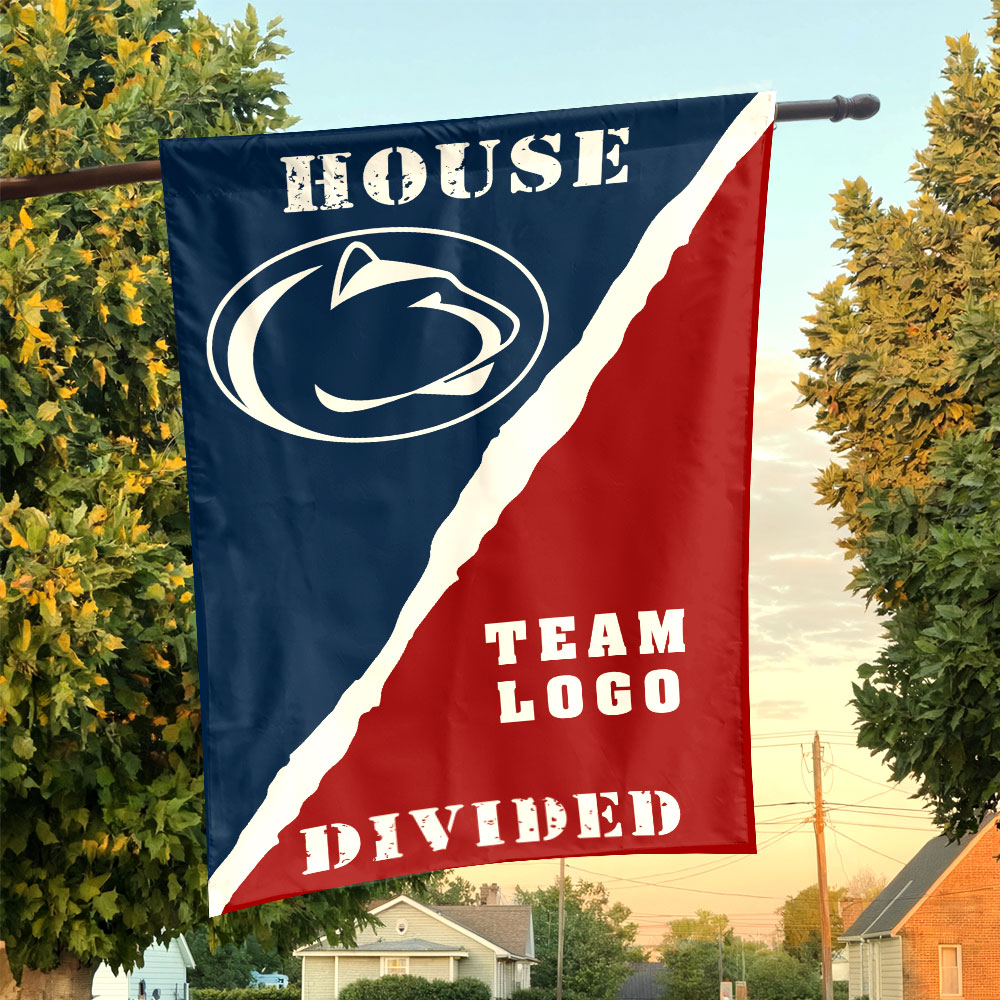 Nittany Lions vs Custom Team House Divided Flag, NCAA Rivalry Flag Nittany Lions vs Custom Team House Divided Flag, NCAA Rivalry Flag