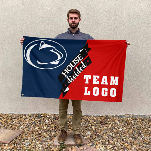 Nittany Lions vs Custom Team House Divided Flag, NCAA Team Flag Nittany Lions vs Custom Team House Divided Flag, NCAA Team Flag
